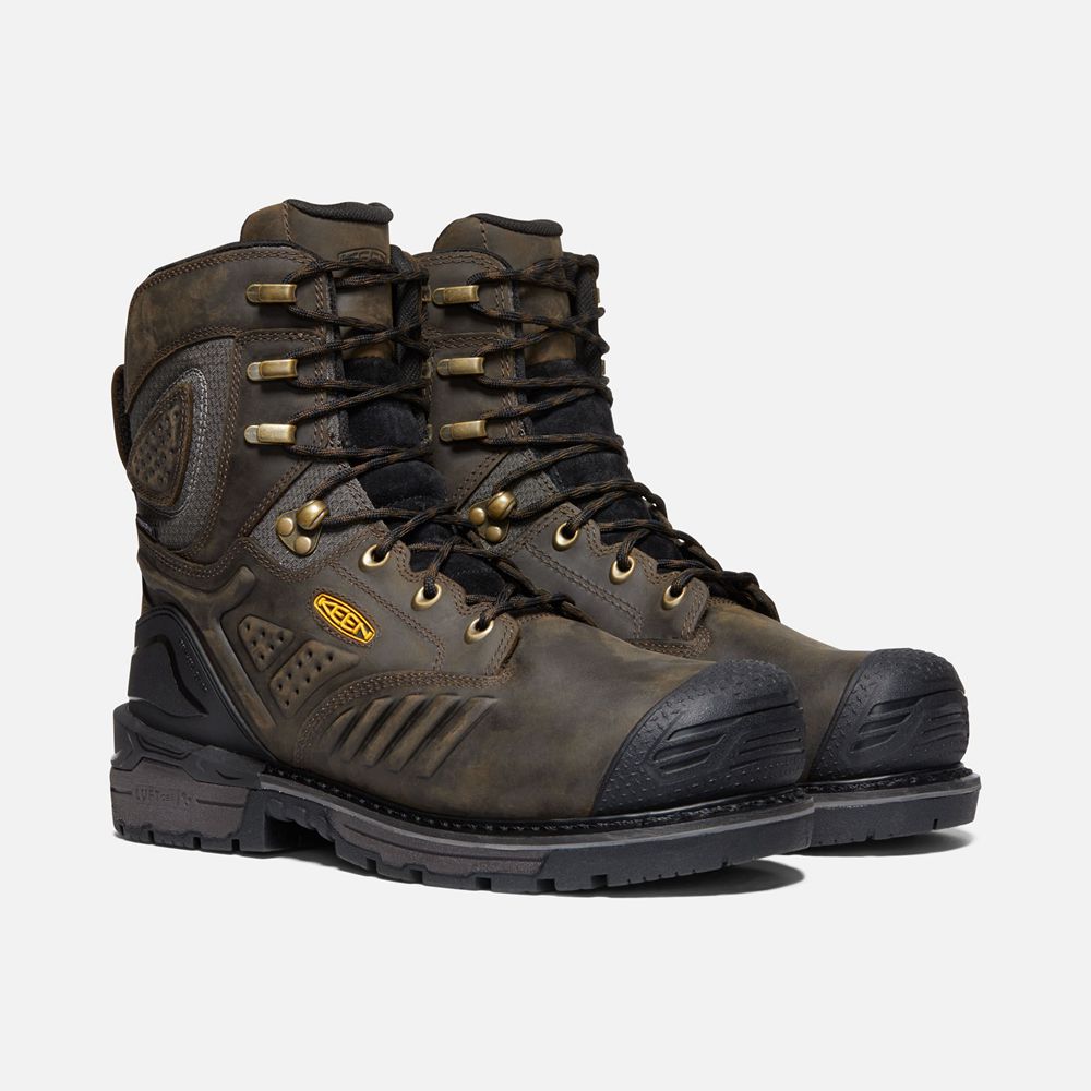 Botte de Travail Keen Homme Noir Marron | Philadelphia 8\" Waterproof (Carbon-Fiber Toe) | UVJAT-8603